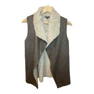 Madison & Lola Women’s Faux Shearling Vest XS Brown Sherpa Lined Open Front NWT